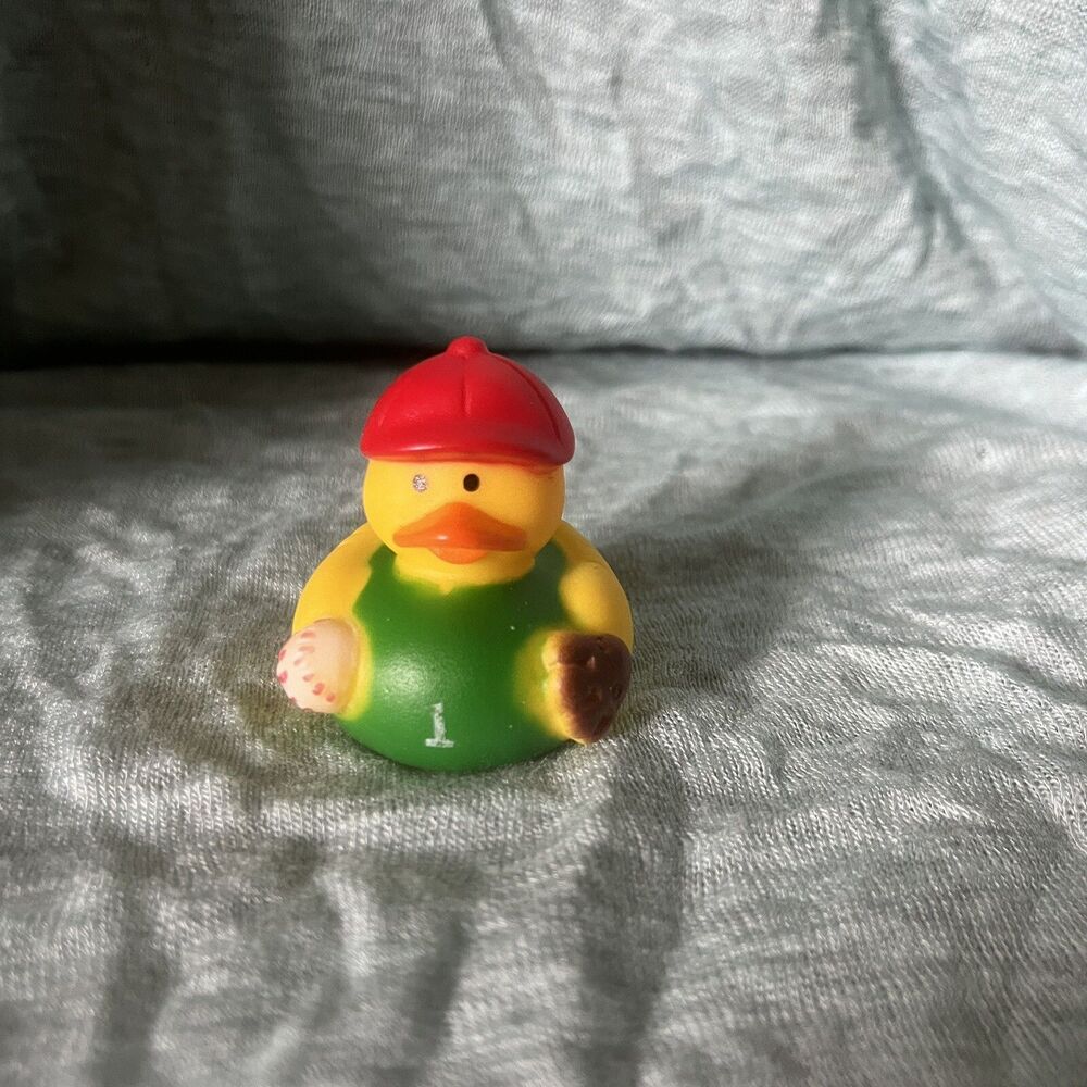 Baseball Rubber Duck, Bath Toy, 2”, Jeep